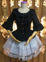 Chemisier lolita gothique en chiffon unicolore à volants col rond Déguisements Halloween