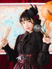 Chemisier lolita gothique en coton mélangé unicolore ornement métallique col à revers Déguisements Halloween