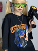 Chemisier Lolita pour femme noir polyester dessin animé motif bijou col manches longues t-shirt décontracté