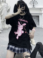 Chemisier Lolita pour femme T-shirt décontracté en polyester noir à manches courtes et col bijou