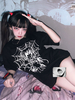 Chemisier Lolita pour femme T-shirt Lolita en polyester à manches courtes et col bijou noir