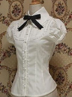 Chemisier lolita rococo en 100% coton color-block avec noeud col à revers Déguisements Halloween