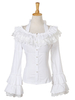 Chemisier lolita rococo en chiffon unicolore avec dentelle encolure dégagée Déguisements Halloween