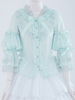 Chemisier lolita rococo en chiffon unicolore avec noeud col rond Déguisements Halloween