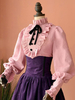 Chemisier lolita rococo en coton mélangé unicolore avec lacets col montant Déguisements Halloween