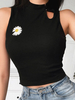 Chemisier noir pour femmes à col haut en coton sans manches Tops dété sexy