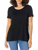 Chemisier noir pour femmes manches courtes col bijou polyester t-shirt décontracté
