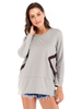 Chemisier pour femme col bijou manches longues t-shirt en coton surdimensionné géométrique gris clair
