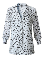 chemisier pour femme en polyester blanc col rabattu décontracté manches longues