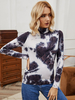 Chemisier pour femme manches longues Polyester Tie Dye passepoil extensible col haut Eric T-Shirt blanc