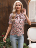 Chemisier Pour Femme Rose Polyester Col En V Casual Floral Imprimé À Manches Courtes Chemise Dété