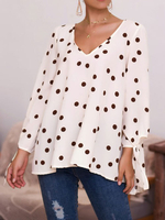 Chemisier Pour Femmes Noir Col En V Sexy Manches Longues Polyester Tops