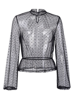 Chemisier transparent Tulle Col haut Tops Manches longues