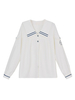 Chemisiers Academic Lolita Manches Longues Col Bleu Marine Top Lolita Doux Blanc Chemise Lolita