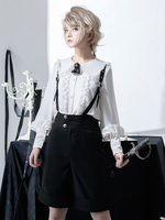 Chemisiers Gothiques Lolita À Manches Longues En Dentelle À Volants Top Chemise Blanche