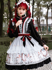 Chemisiers gothiques Lolita Chemise noire à manches longues en dentelle et filets Lolita