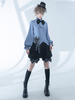 Chemisiers gothiques Lolita Chemisier à manches longues avec nœuds Haut Lolita Chemise Lolita bleu ciel clair