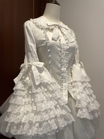 Chemisiers Lolita à la mode Harajuku haut blanc manches longues nœuds en dentelle chemise Lolita