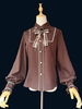 Chemisiers Lolita classiques Chemise Lolita au chocolat à manches longues en dentelle Infanta