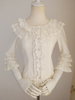 Chemisiers Lolita doux volants chemisier manches mi-longues haut Lolita chemise Lolita blanc écru