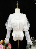 Chemisiers Lolita doux volants manches longues Blouse haut Lolita chemise Lolita blanche