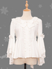 Chemisiers Lolita Mignonne Nœuds Dentelle Manches Longues Top Chemise Lolita Blanche