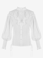 Chemisiers Lolita Style Rococo À Volants Chemisier À Manches Longues Haut Lolita Chemise Vintage Rétro Blanche