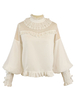 Chemisiers Mignonne Lolita Haut Lolita en dentelle à volants Chemisier à manches longues Chemise Lolita noire