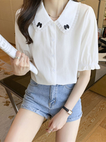 Chemisiers Mignonne Lolita Top Lolita Blanc Chemise Lolita En Dentelle À Manches Courtes