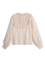 Chemisiers Mignonne Lolita Volants Nœuds Chemisier À Manches Longues Chemise Lolita Abricot Clair Vintage