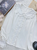 Chemisiers Sweet Lolita Blanc Manches Longues Volants Polyester Chemise Lolita Décontractée