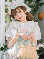 Chemisiers Sweet Lolita Chemise Lolita en dentelle blanche à manches courtes et à manches courtes en dentelle