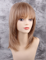 Cheveux bruns perruques femmes longues perruques de cheveux humains droites avec des émoussements