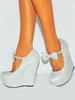 Chic chaussures en tissu de paillettes argentes unicolore avec noeud à bout rond courroie ajustable