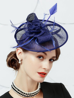 Chic Cosplay Chapeau pour femme en lin bleu de fête chapeau Déguisements Halloween