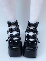 Chic Lolita Chaussures noir avec noeud de polyuréthane / Synthétique street style 9cm Déguisements Halloween