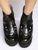 Chic Lolita Chaussures noir imprimé animal à talons épaisstreet style Déguisements Halloween