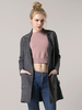 Chic manteau femme gris foncé avec poches ouverture avant col à revers manteau pour femme