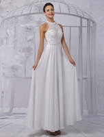 Chic robe mariage A-ligne dentelle ivoire longueur plancher