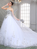 Chic robe mariage A-ligne tulle blanc brodé Avec traîne