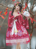 Chinese Lolita Jsk Robe Nightland Bourgogne sans manches Floral Imprimer motif Frange Sweet Lolita Jumper Jupes