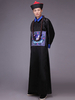Chinois Costume Ancien Officier Noir Robe Hommes Avec Chapeau Déguisements Halloween