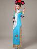 Chinois Costume Bleu Toussaint Tissu De Satin Robe Ensemble Déguisements Halloween