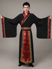 Chinois Costume Noir Toussaint Tissu De Satin Robe Ensemble Déguisements Halloween