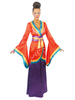 Chinois Costume Orange Rouge En Rayonne De Toussaint En Satin Jupe Ensemble Déguisements Halloween
