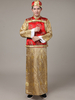 Chinois Costume Rouge En Rayonne De Toussaint En Brocart Robe Ensemble Déguisements Halloween