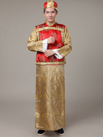 Chinois Costume Rouge En Rayonne De Toussaint En Brocart Robe Ensemble Déguisements Halloween