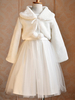 Châle de robe de fille de fleur blanche à manche longue Boléro en fausse fourrure