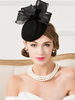Clapet de laine bonnet Tulle torsadée noeud bandeau Retro noir chapeau Déguisements Halloween