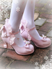 Classic Lolita Pumps Bow Strappy Ruffle Synthétique Chaussures Lolita bleu profond Déguisements Halloween